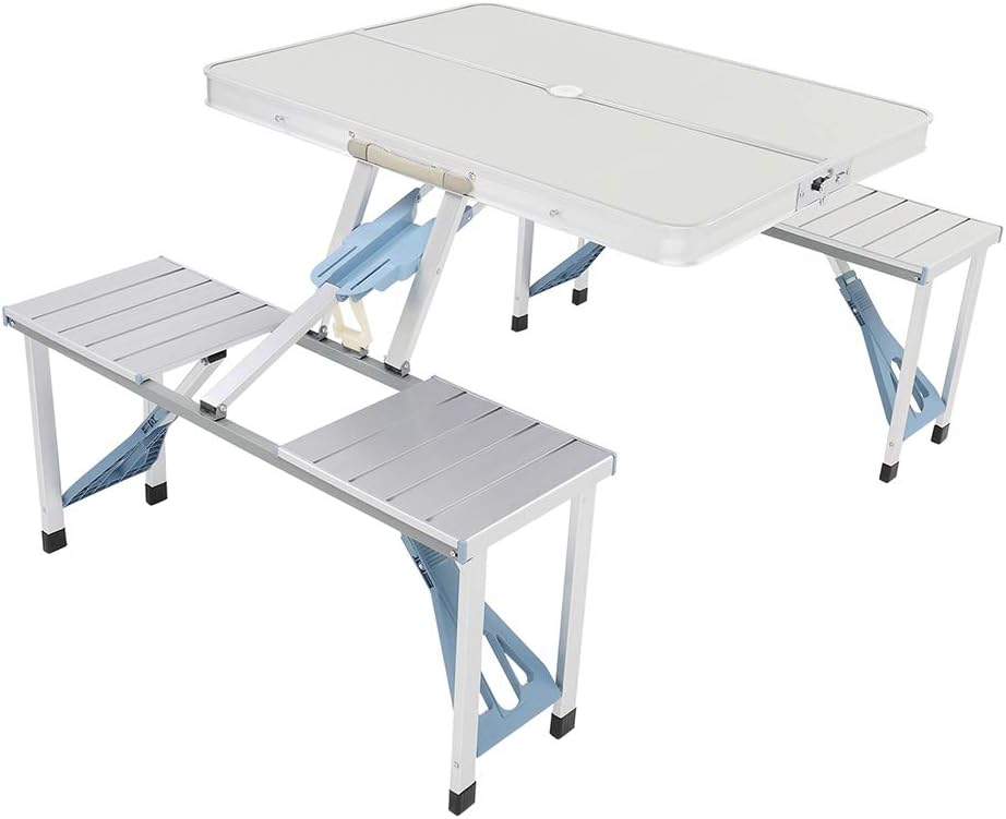 4FT Aluminum Folding Picnic Table With Umbrella Hole