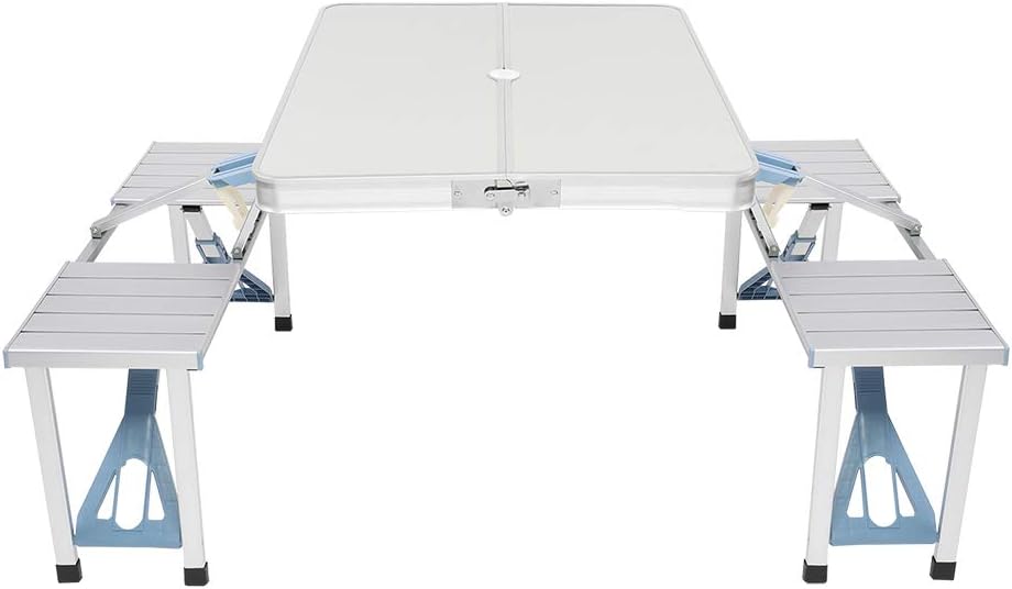 4FT Aluminum Folding Picnic Table With Umbrella Hole