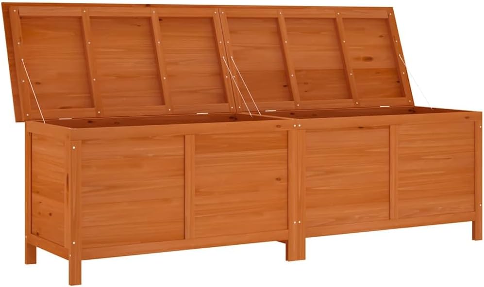 Brown Fir Wood Large Outdoor Patio Storage Box