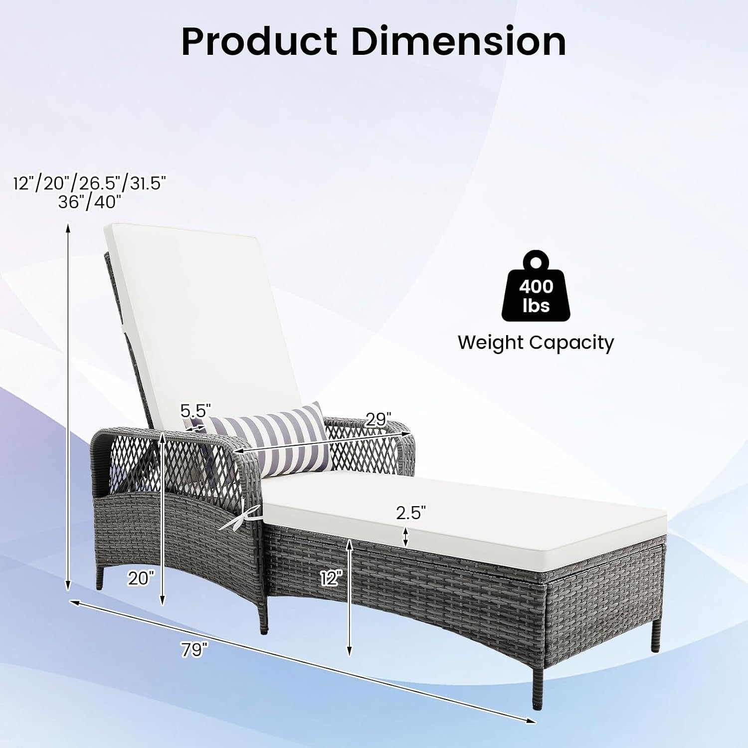 PE Rattan Adjustable Outdoor Sun Chaise Lounge