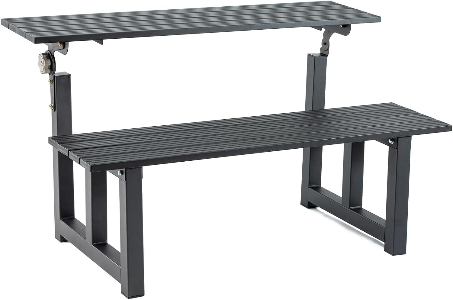 Black Convertible Aluminum Picnic Table Bench
