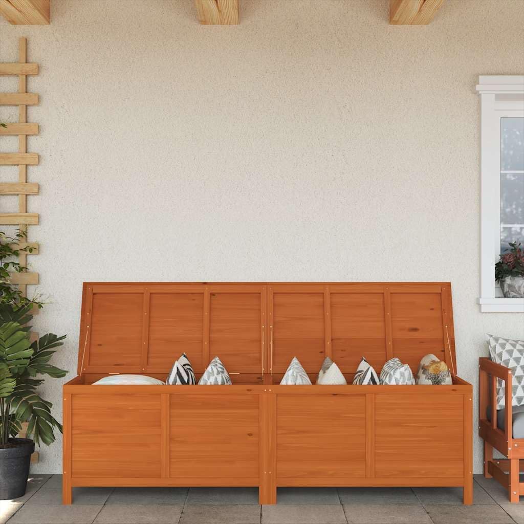 Brown Fir Wood Large Outdoor Patio Storage Box