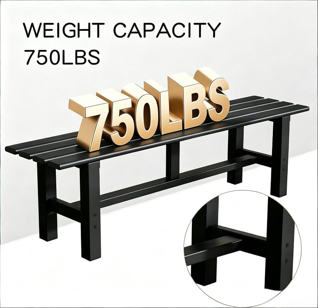 Black 59 Inch 2-Seat Aluminum Patio Bench