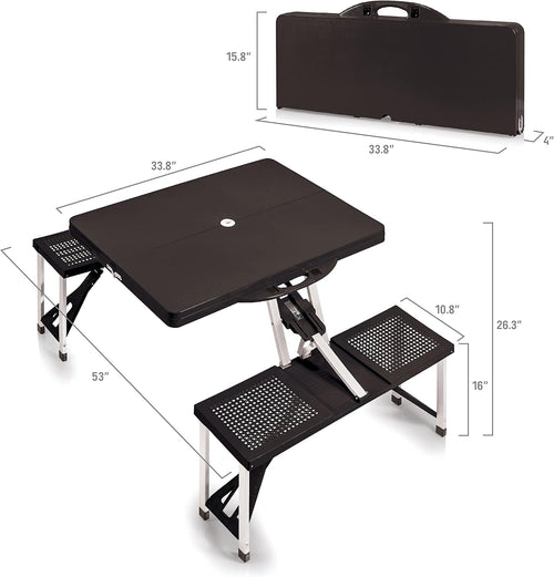 4-Seat Aluminum Folding Picnic Table With Umbrella Hole