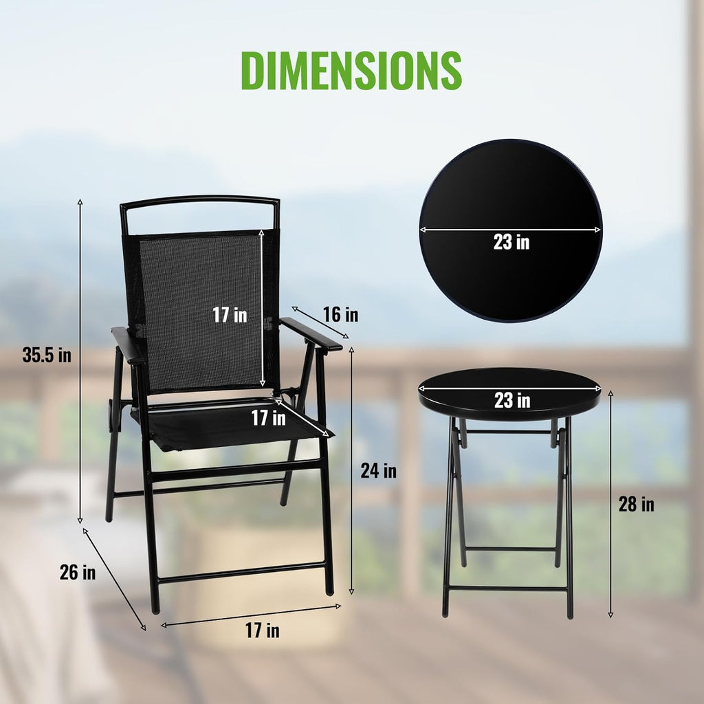 3pc Folding Mesh Patio Bistro Set