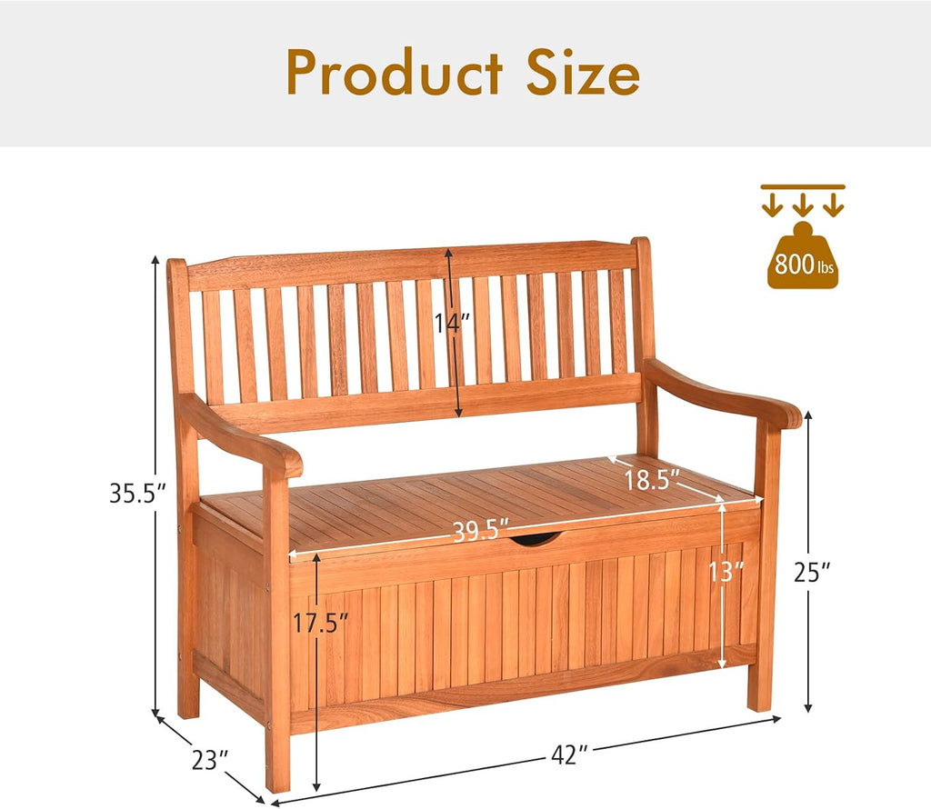 Eucalyptus Outdoor Storage Bench With Seating