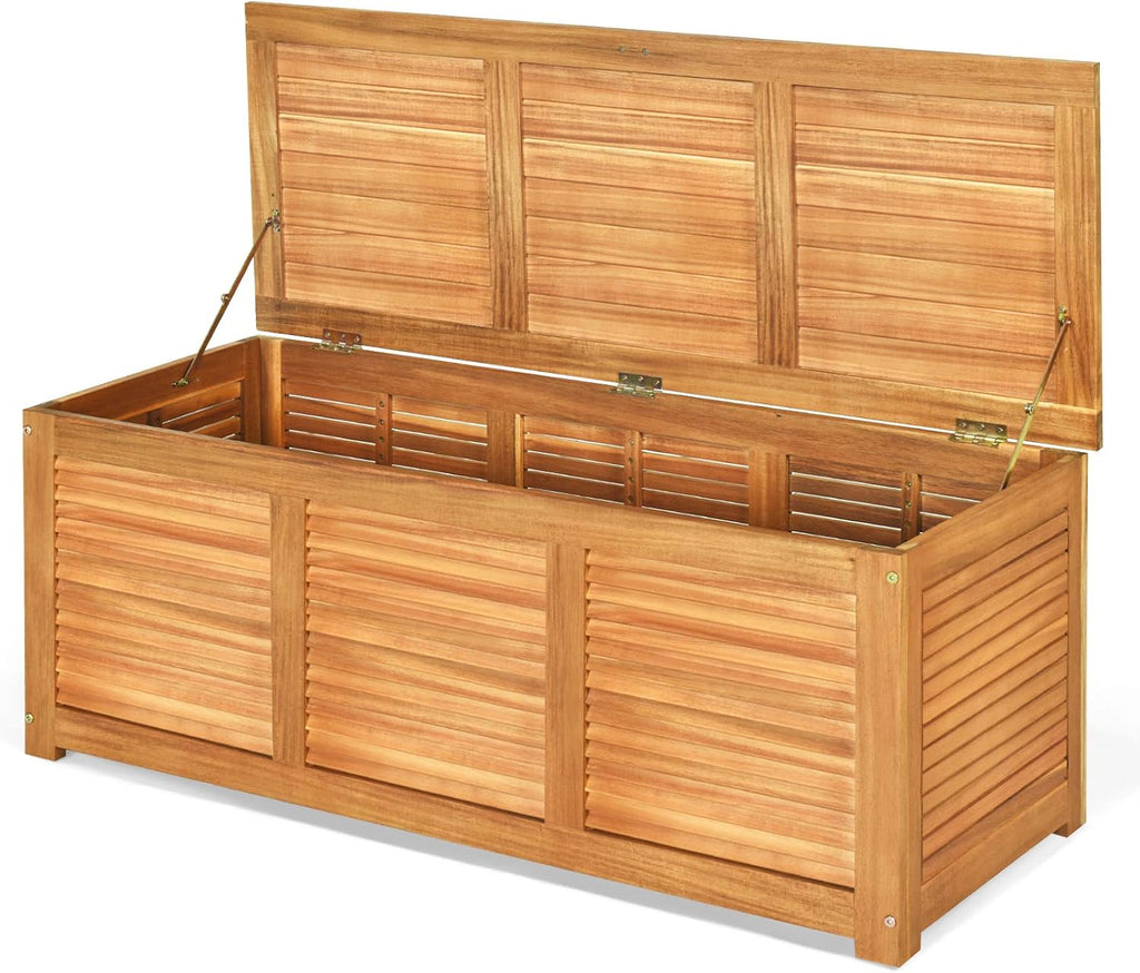 46 Gallon Acacia Wood Outdoor Storage Bench