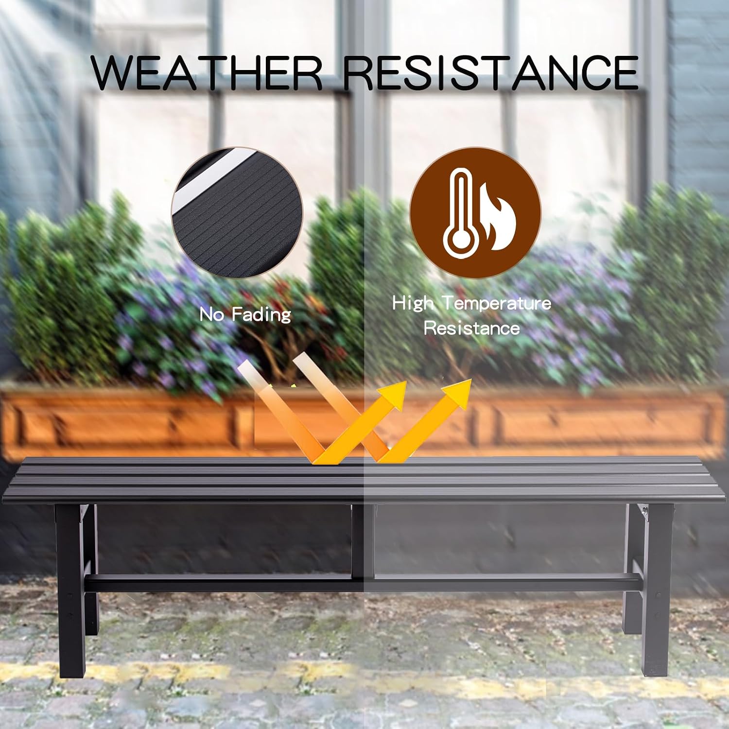 Black 59 Inch 2-Seat Aluminum Patio Bench