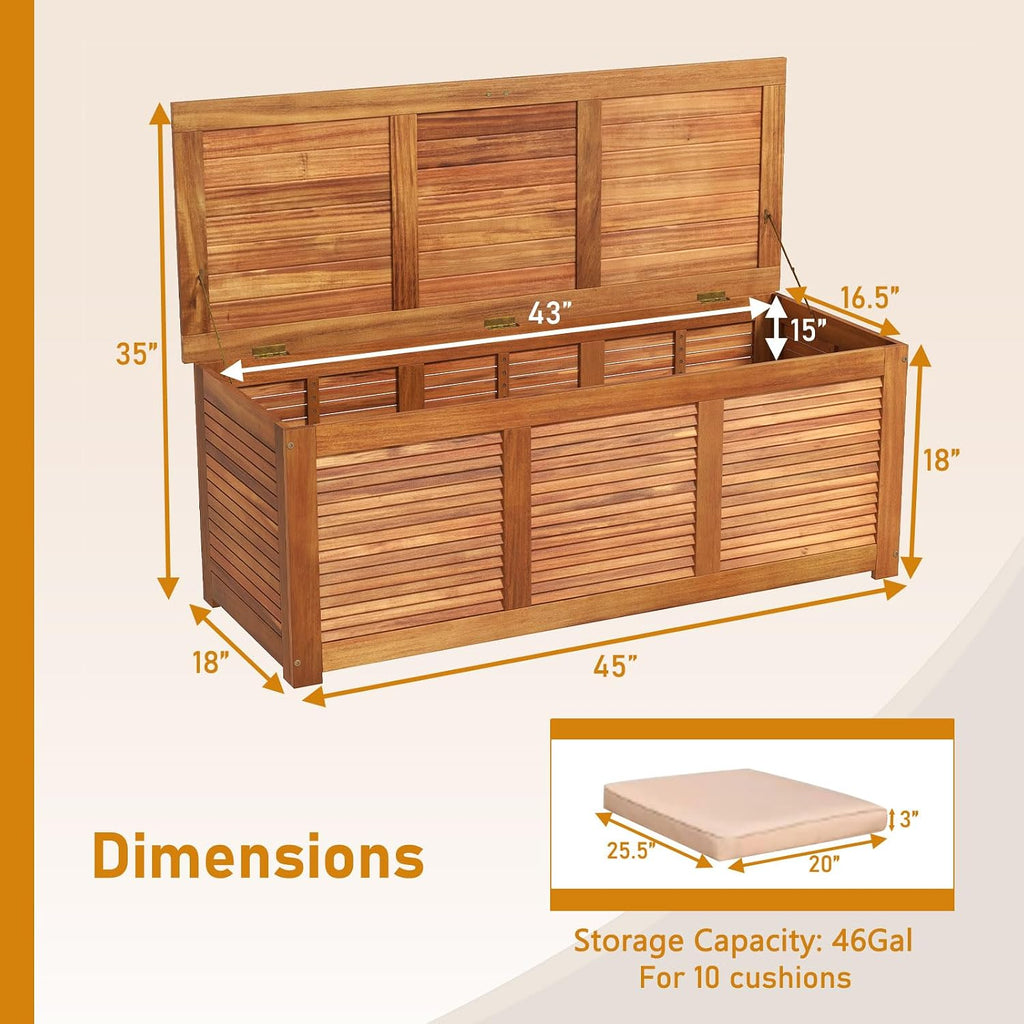 46 Gallon Acacia Wood Patio Storage Bench