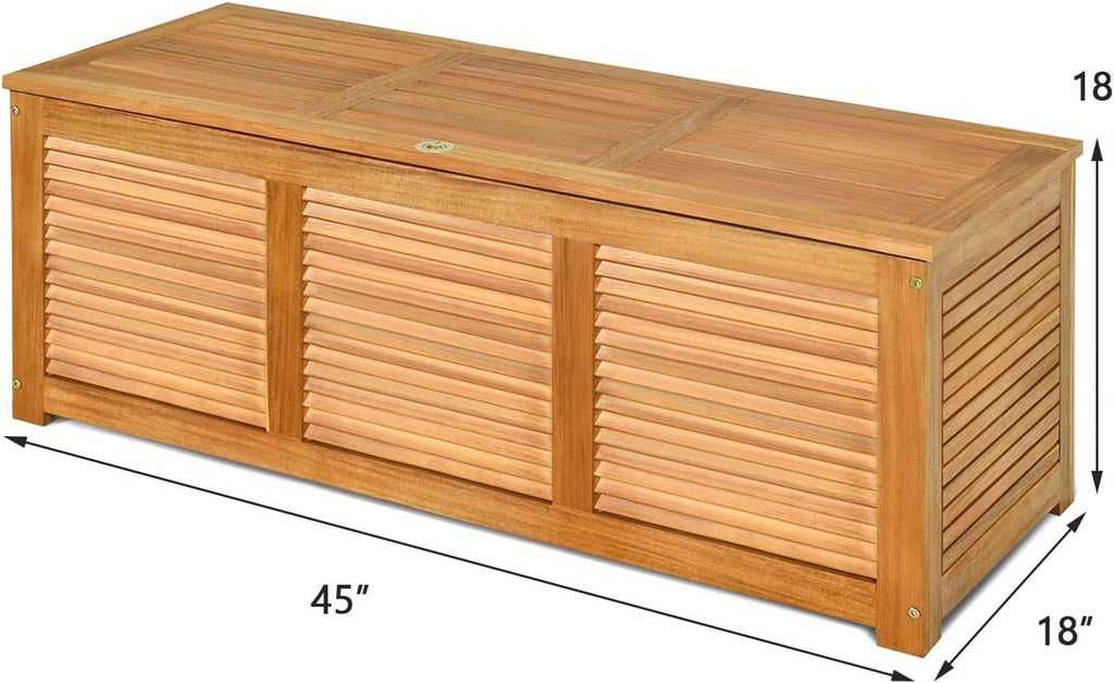 46 Gallon Acacia Wood Outdoor Storage Bench