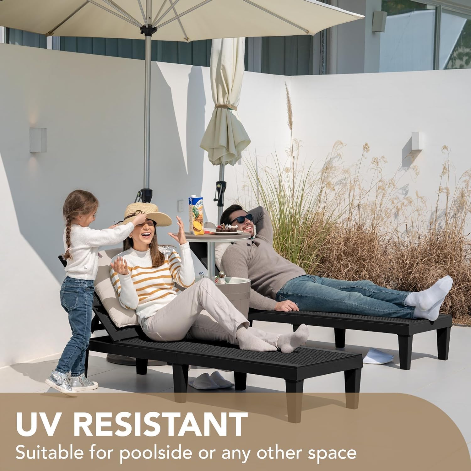 4-Pack Waterproof PP Rattan Adjustable Outdoor Chaise Lounge