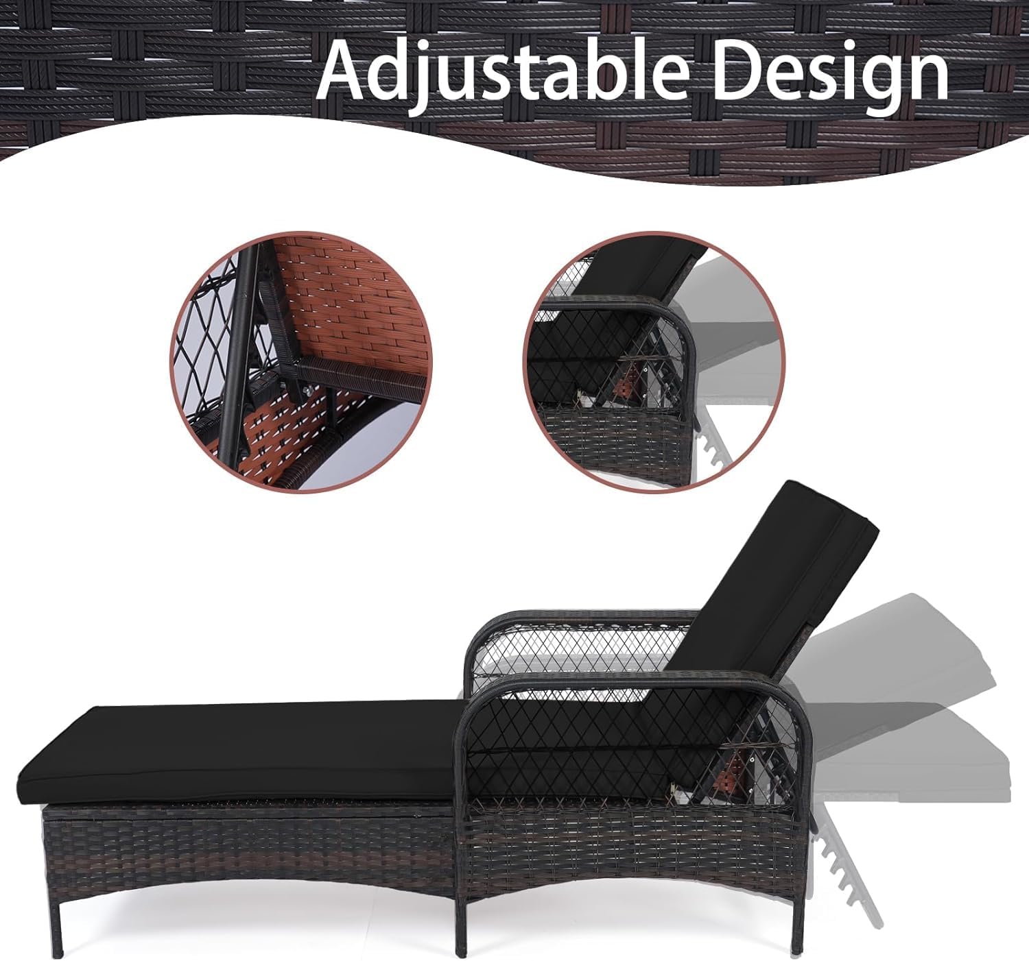 PE Rattan Chaise Lounge Set With Side Table