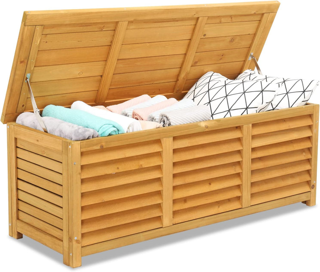 Natural 47 Gallon Wood Patio Storage Bench