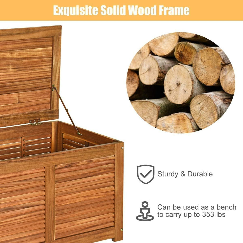 Natural 46 Gallon Acacia Wood Patio Storage Bench