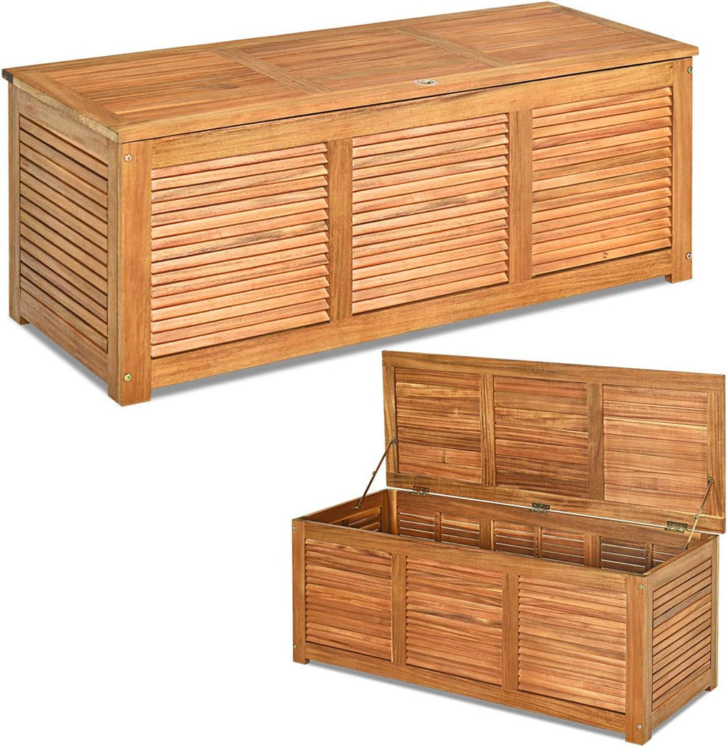 46 Gallon Wood Outdoor Patio Storage Bench