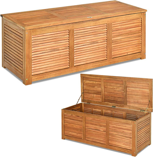 46 Gallon Wood Outdoor Patio Storage Bench