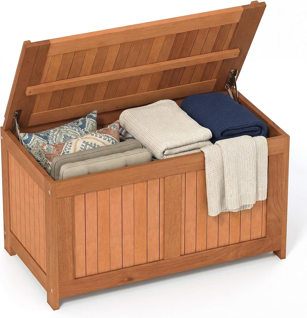 52 Gallon Flip Top Wood Outdoor Storage Bench