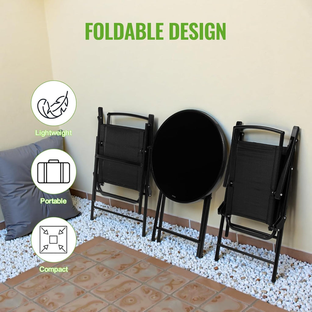 3pc Folding Mesh Patio Bistro Set