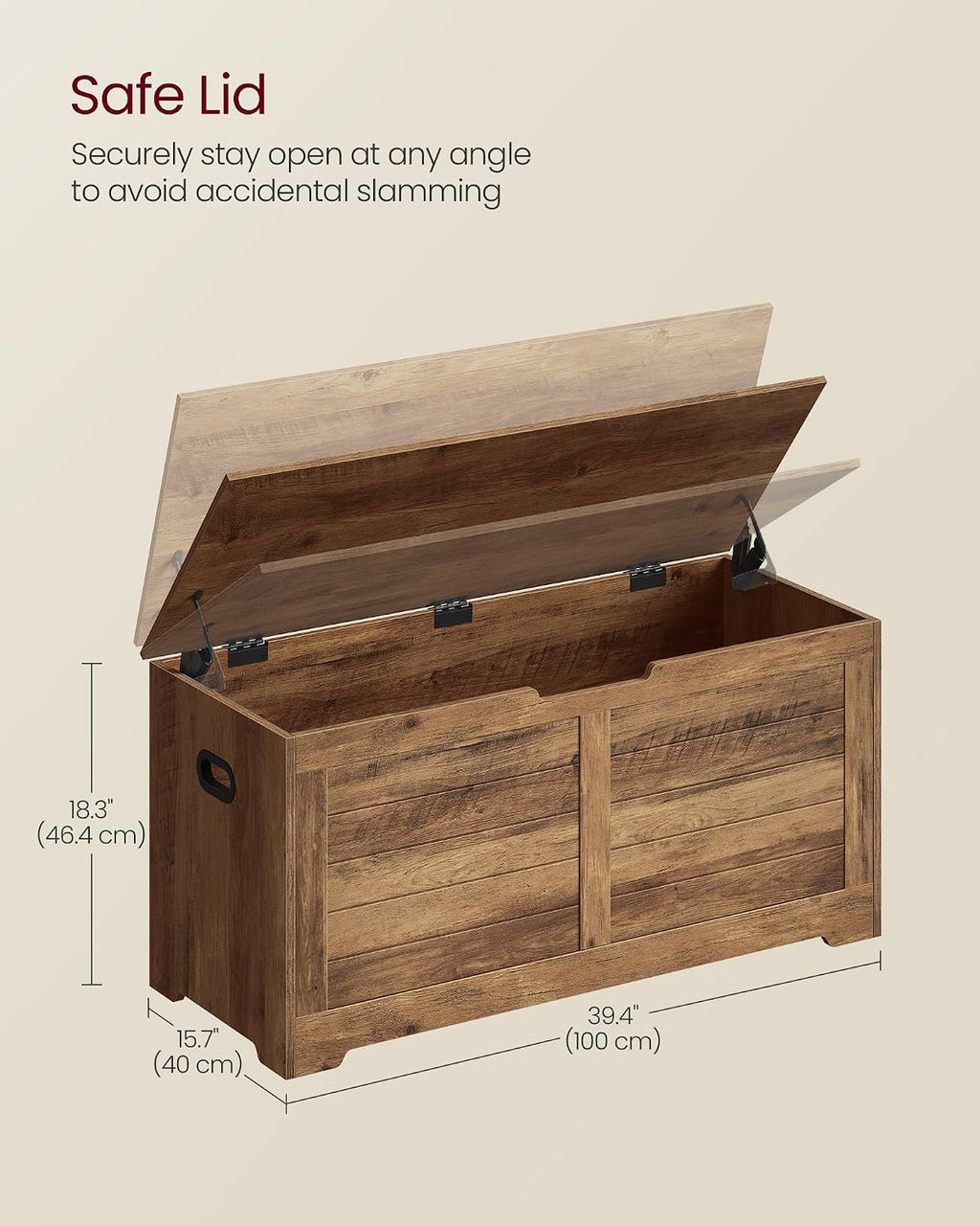 Honey Brown Farmhouse Storage Bench Chest