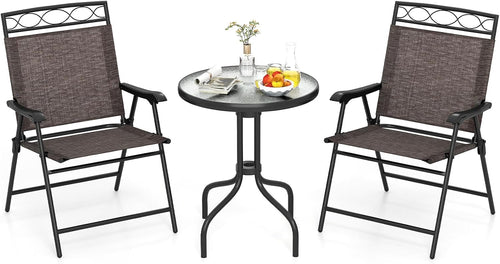 3pc Folding Glass Top Patio Bistro Set