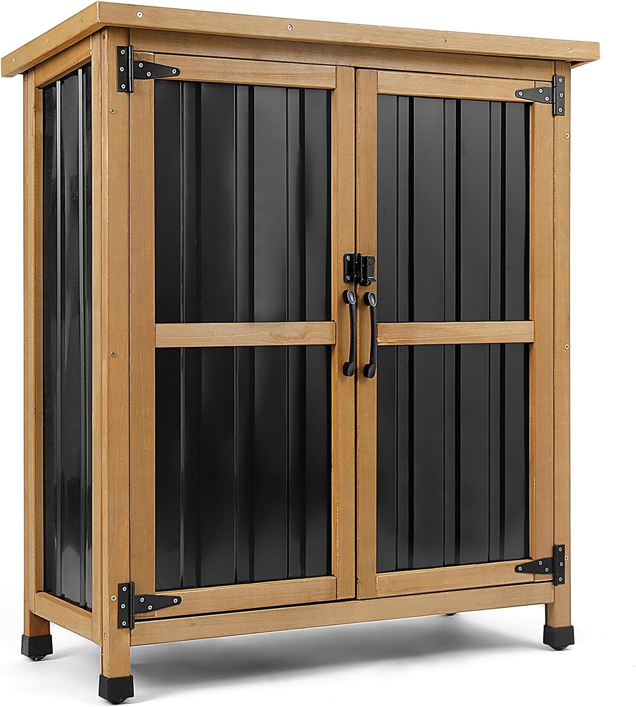 Wood Metal Lockable Outdoor Storage Cabinet