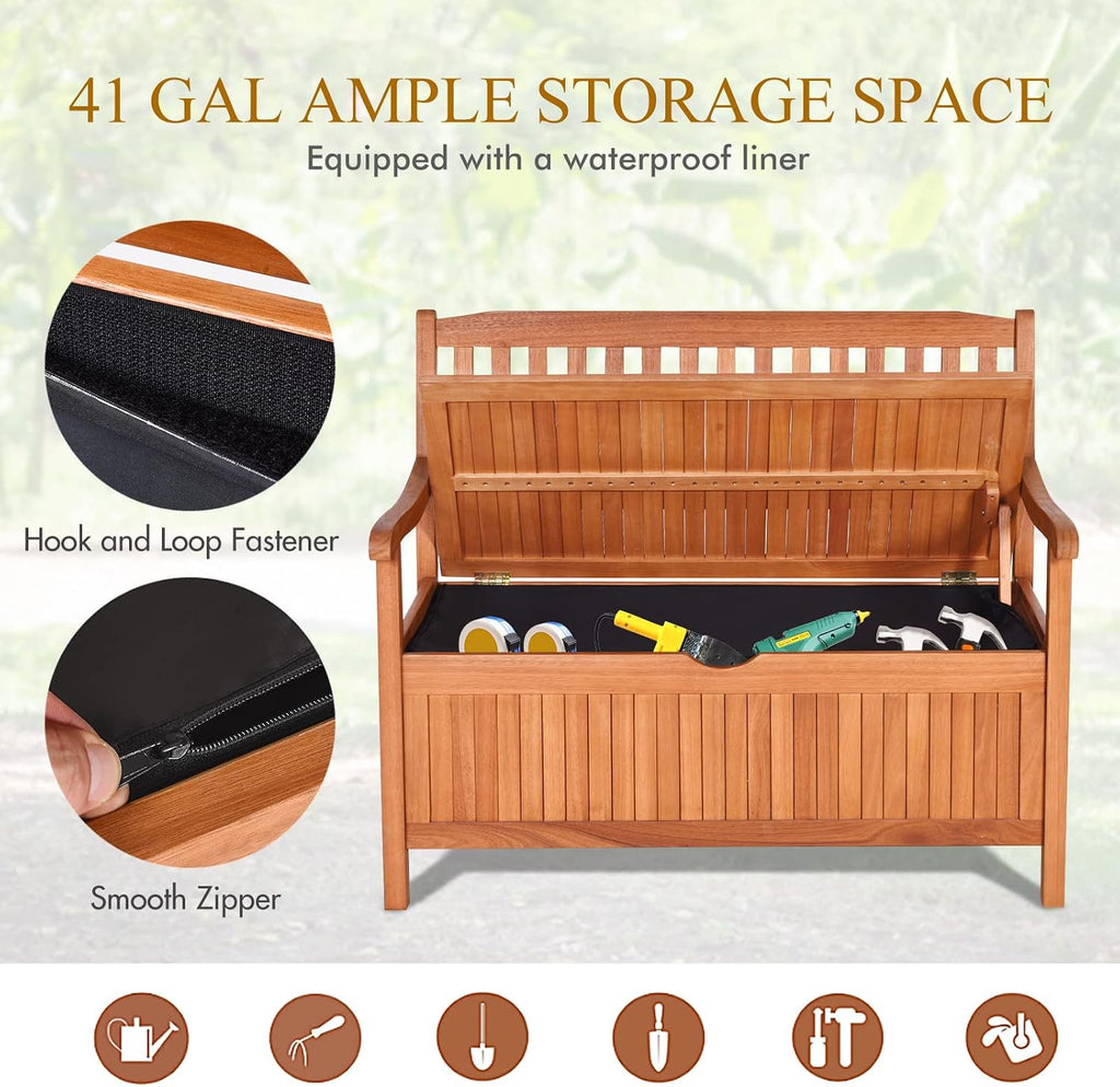 Eucalyptus Outdoor Storage Bench With Seating