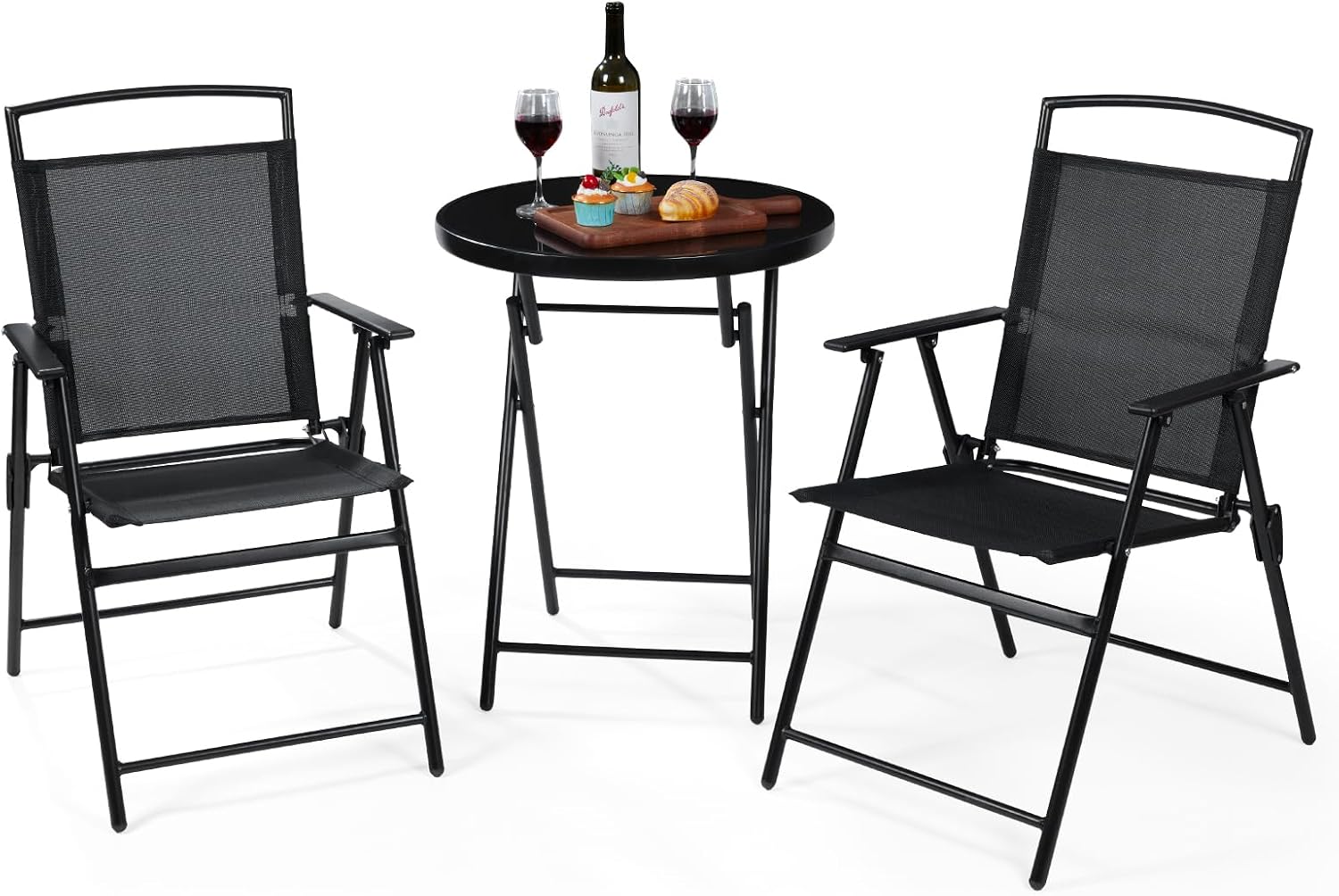 3pc Folding Mesh Patio Bistro Set
