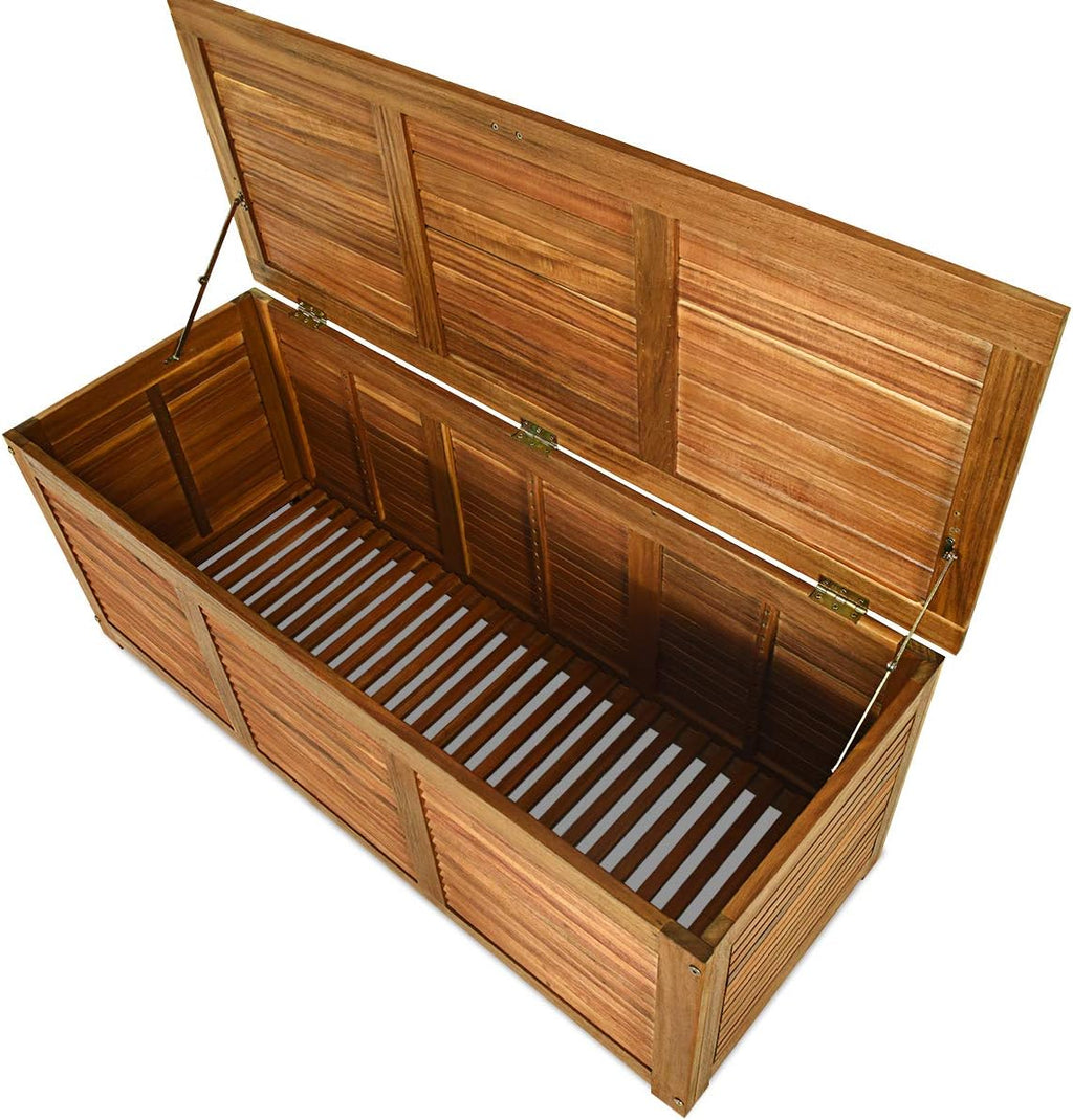 Natural 46 Gallon Acacia Wood Patio Storage Bench