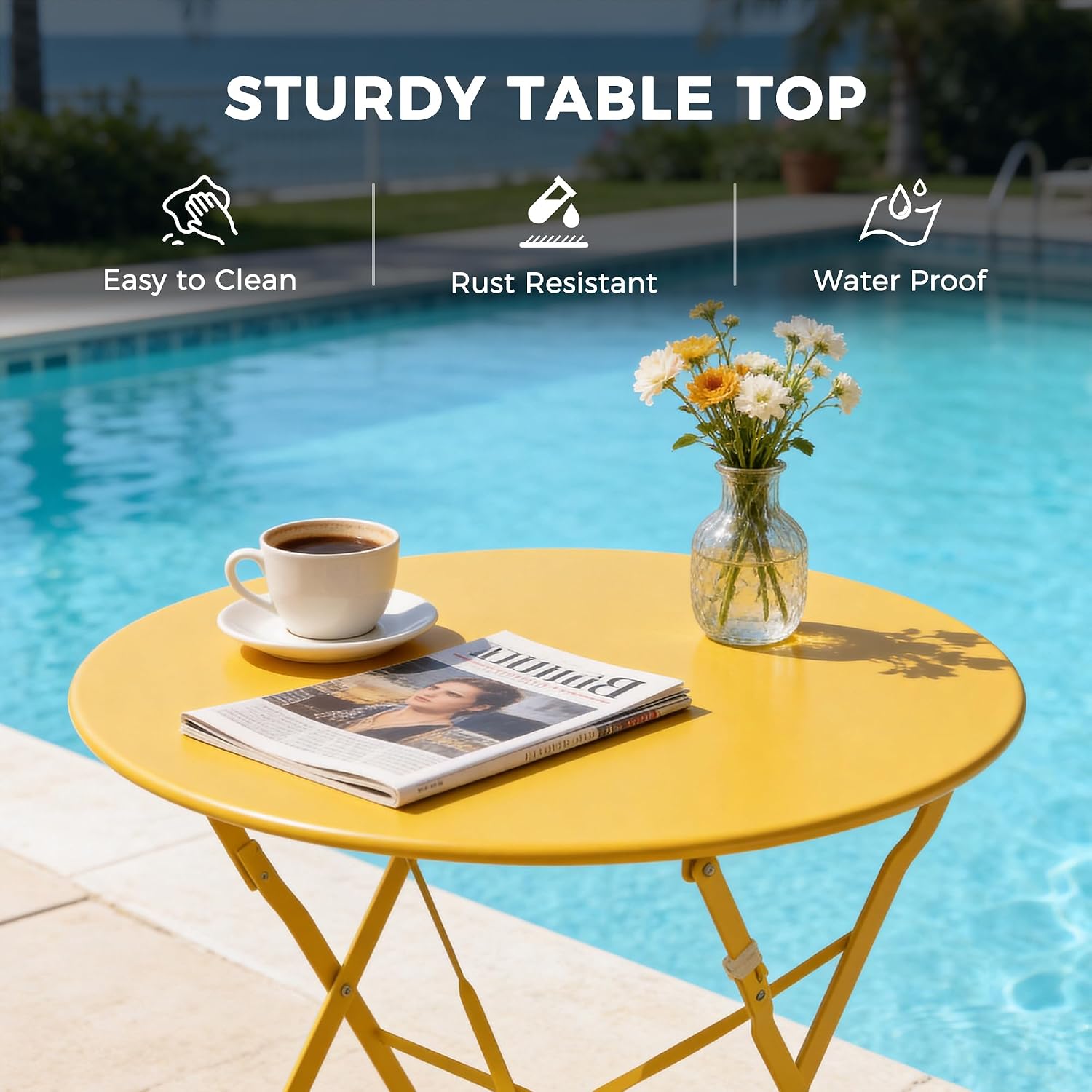 Yellow 3pc Folding Patio Bistro Set