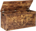 Rustic Brown Wooden Storage Bench Chest