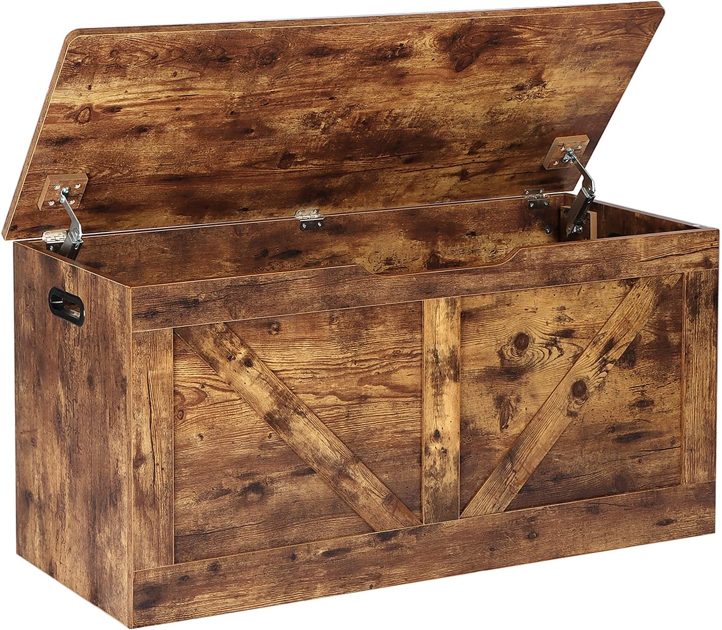 Rustic Brown Wooden Storage Bench Chest