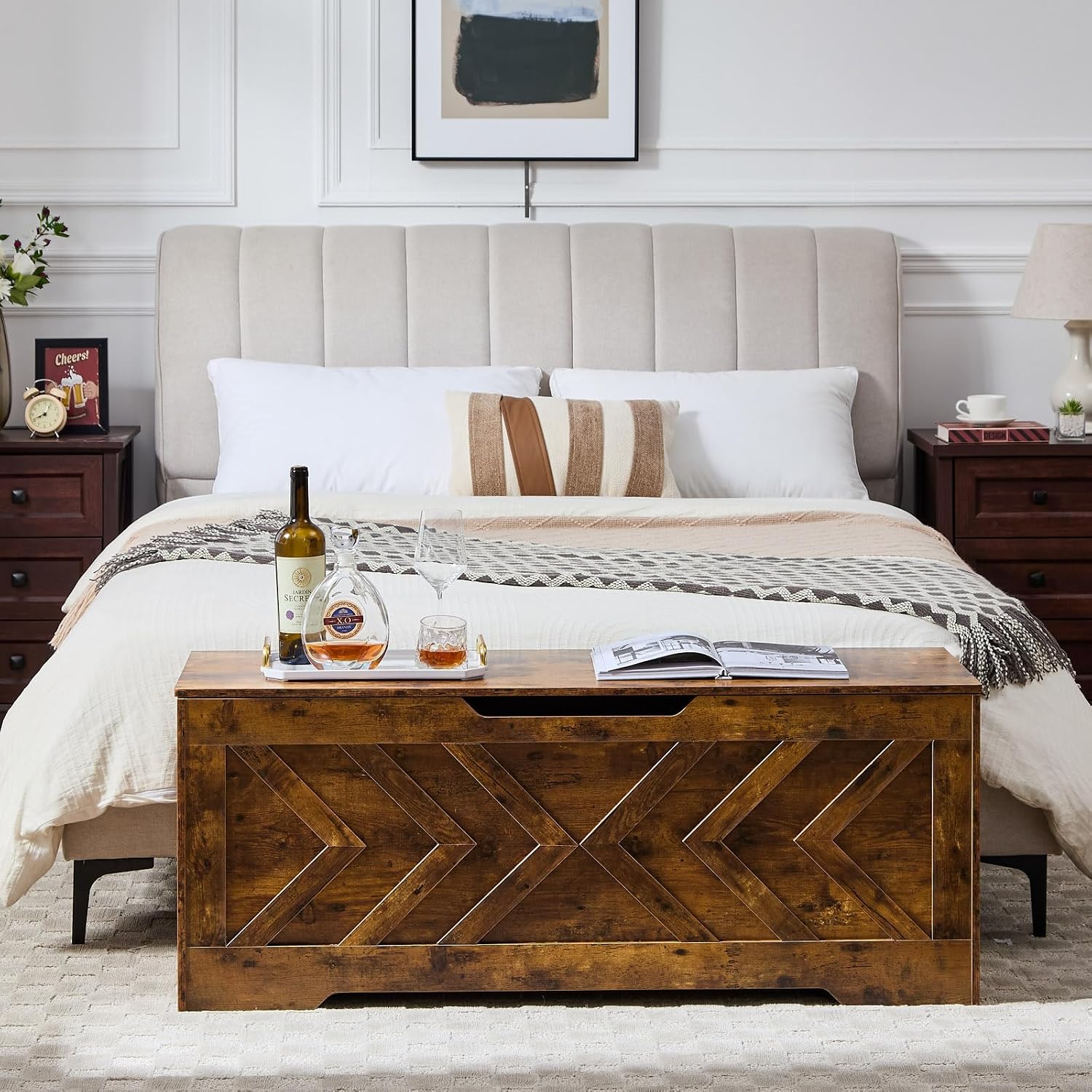 Rustic Wooden Large Storage Bench