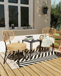 Black Brown 3pc Wicker Patio Bistro Set