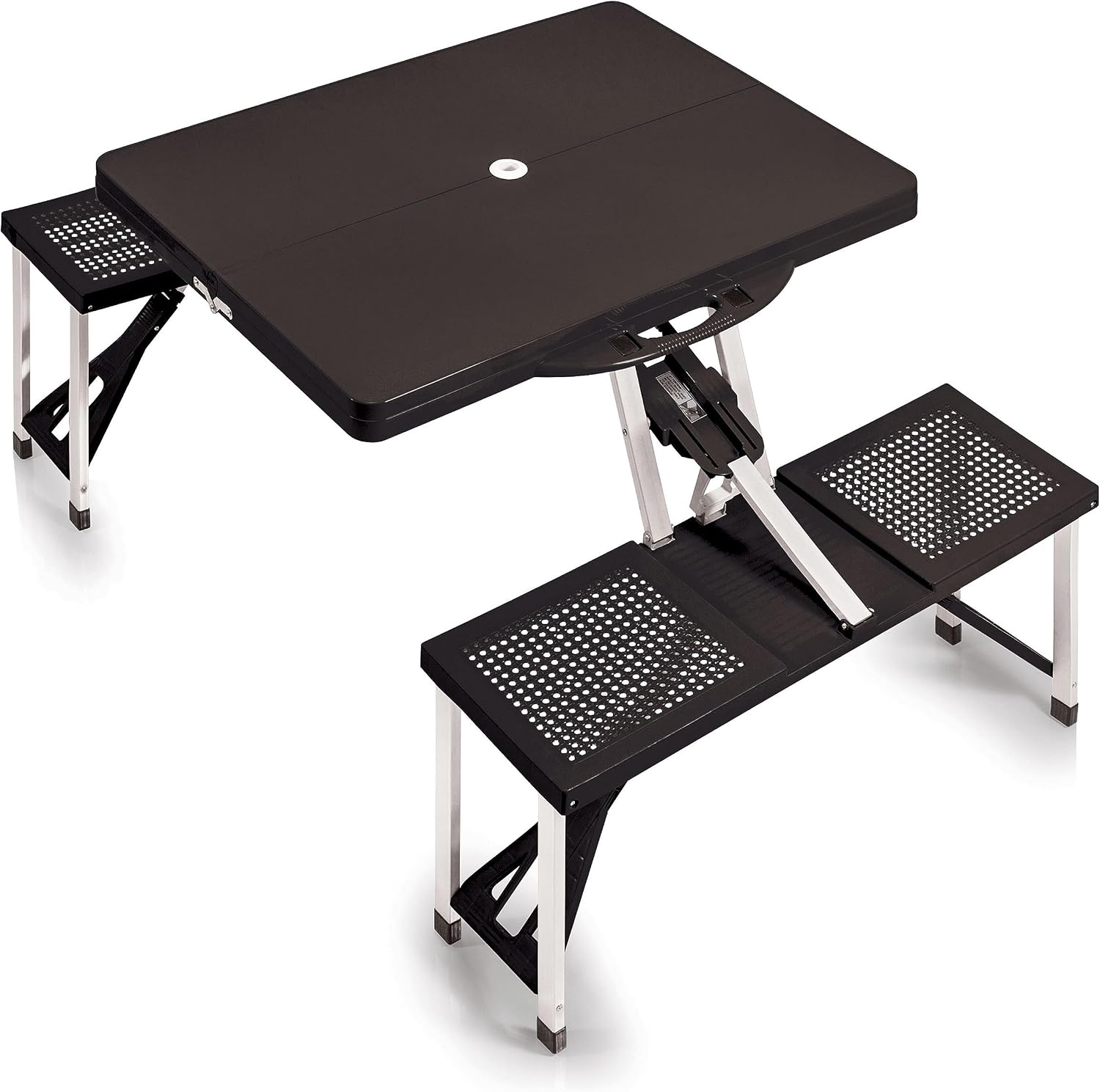 4-Seat Aluminum Folding Picnic Table With Umbrella Hole