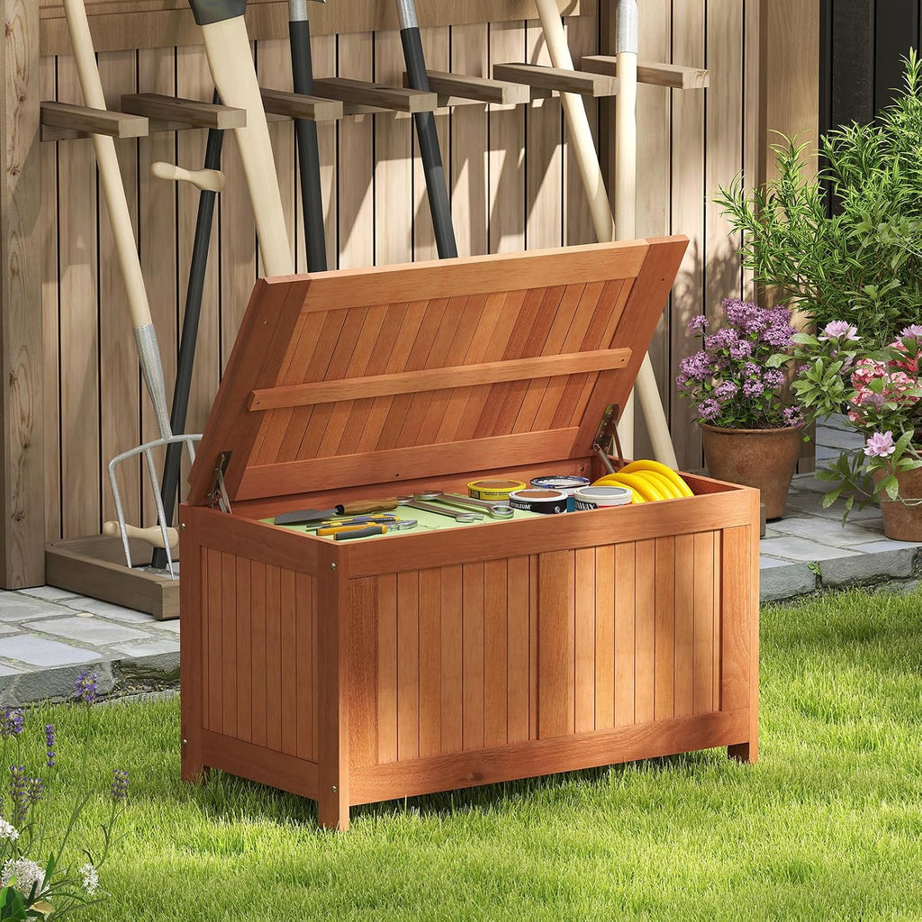 52 Gallon Flip Top Wood Outdoor Storage Bench