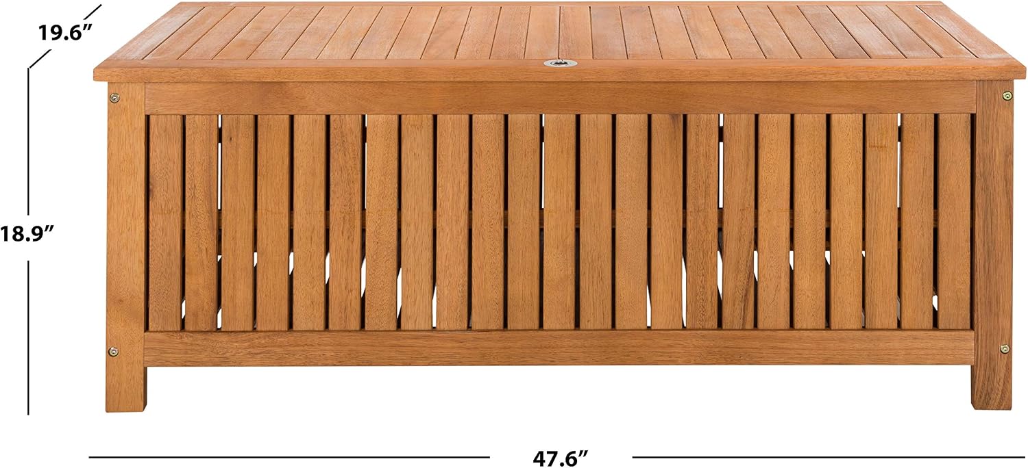 Coastal Solid Wood Patio Cushion Storage Bench