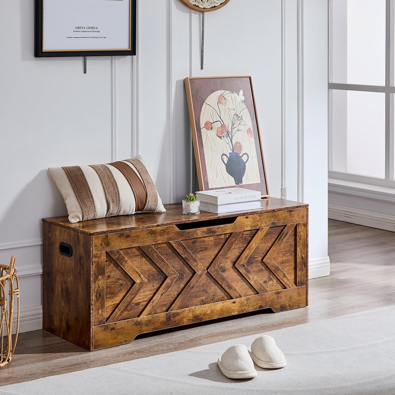 Rustic Wooden Large Storage Bench
