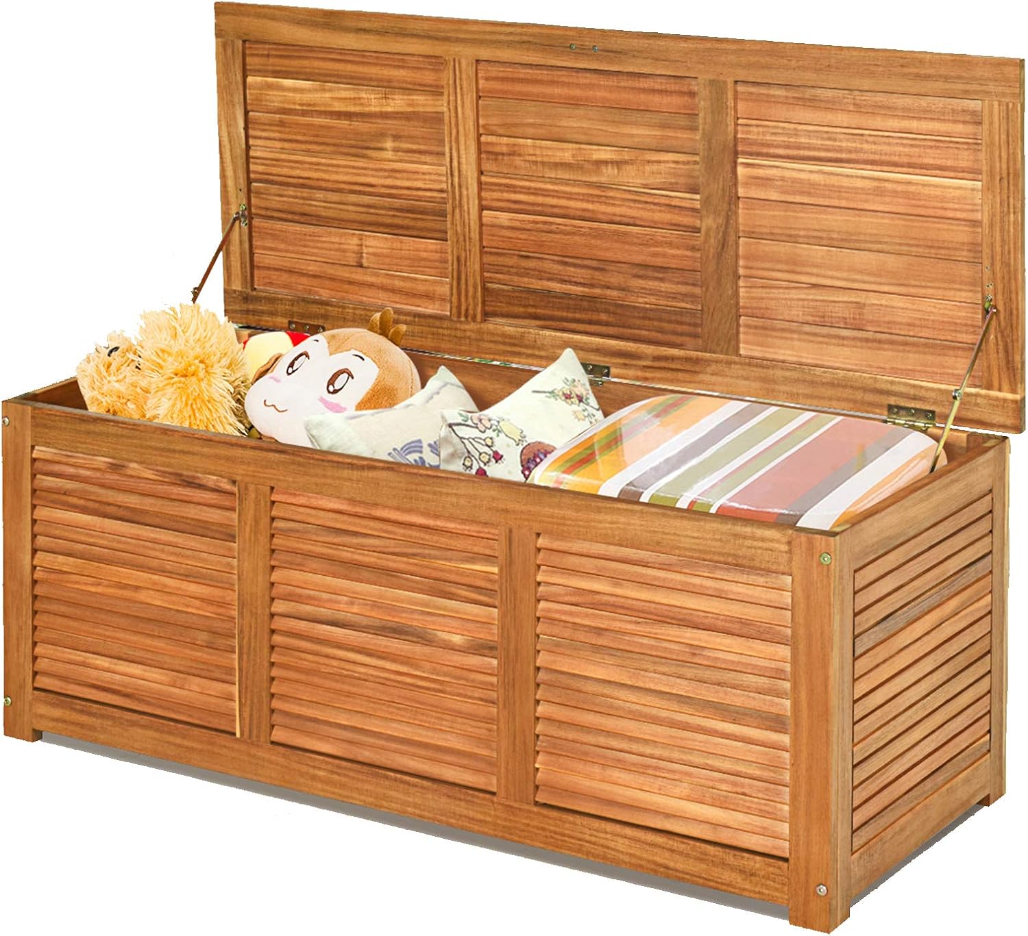 Natural 46 Gallon Acacia Wood Patio Storage Bench