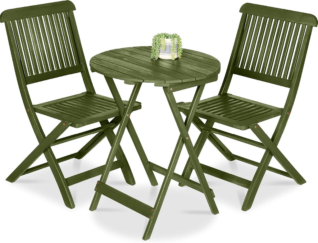 Olive Acacia Wood 3pc Folding Bistro Set