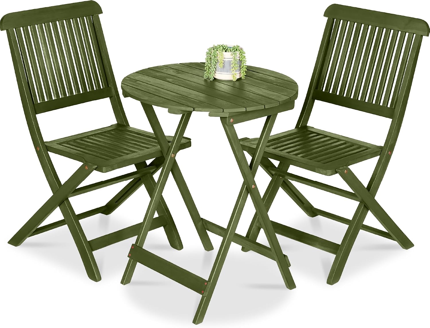 Olive Acacia Wood 3pc Folding Bistro Set
