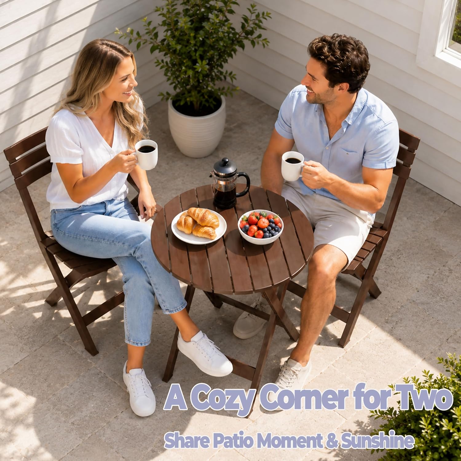 Brown 3pc Folding Patio Bistro Set