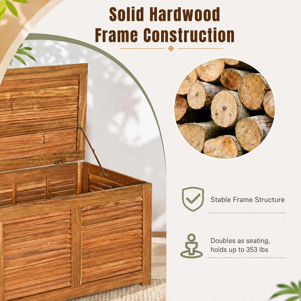 46 Gallon Wood Outdoor Patio Storage Bench