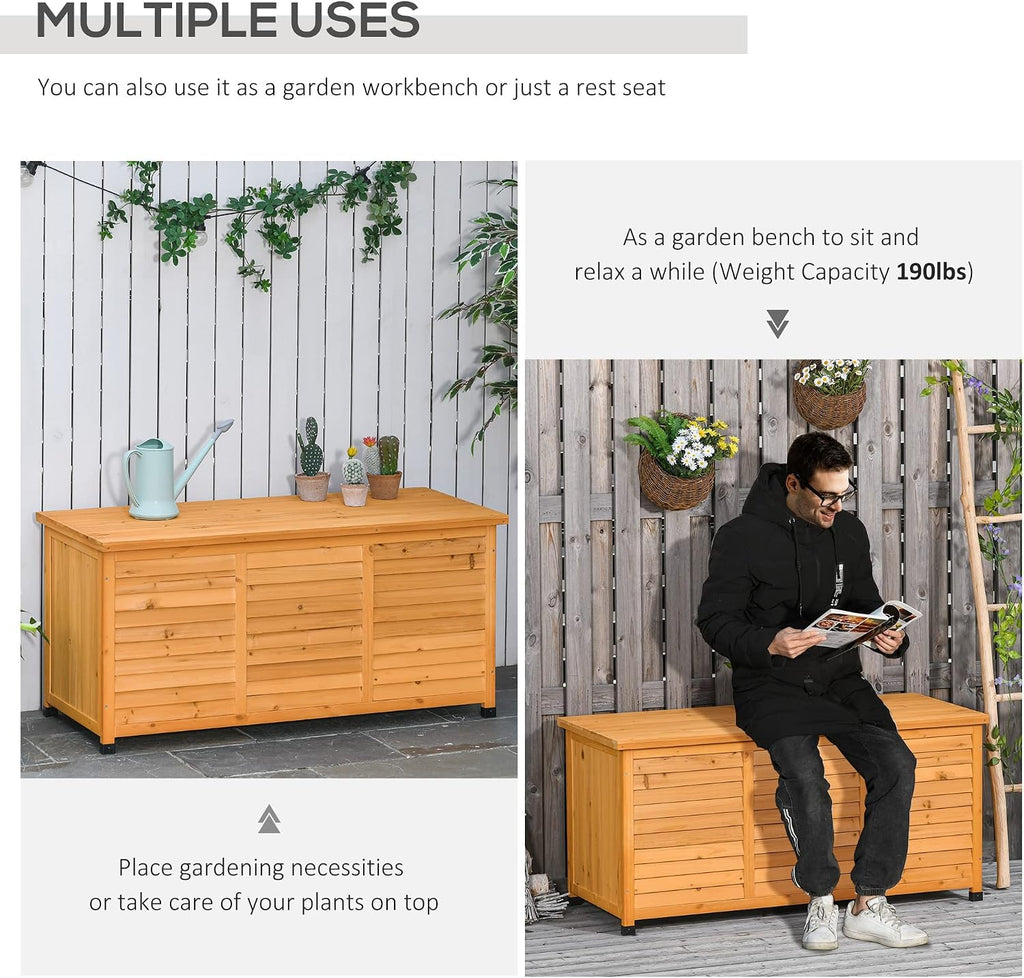 Yellow 75 Gallon Wooden Outdoor Deck Box