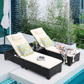 Black PE Rattan 3-Pack Chaise Lounge With Side Table