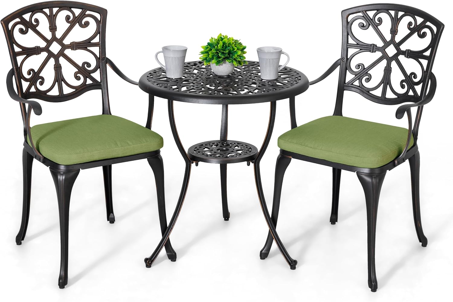Black Gold Edge 3pc Cast Aluminum Bistro Set