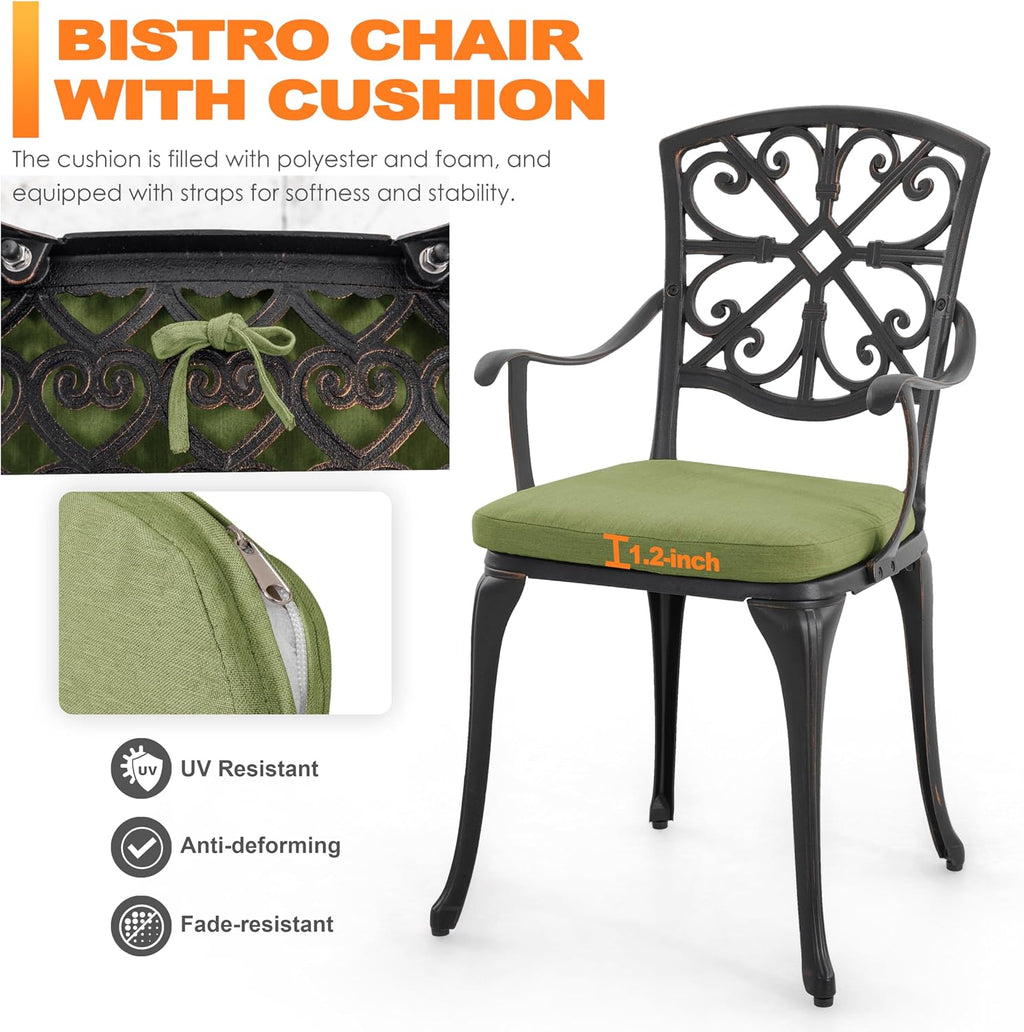 Black Gold Edge 3pc Cast Aluminum Bistro Set
