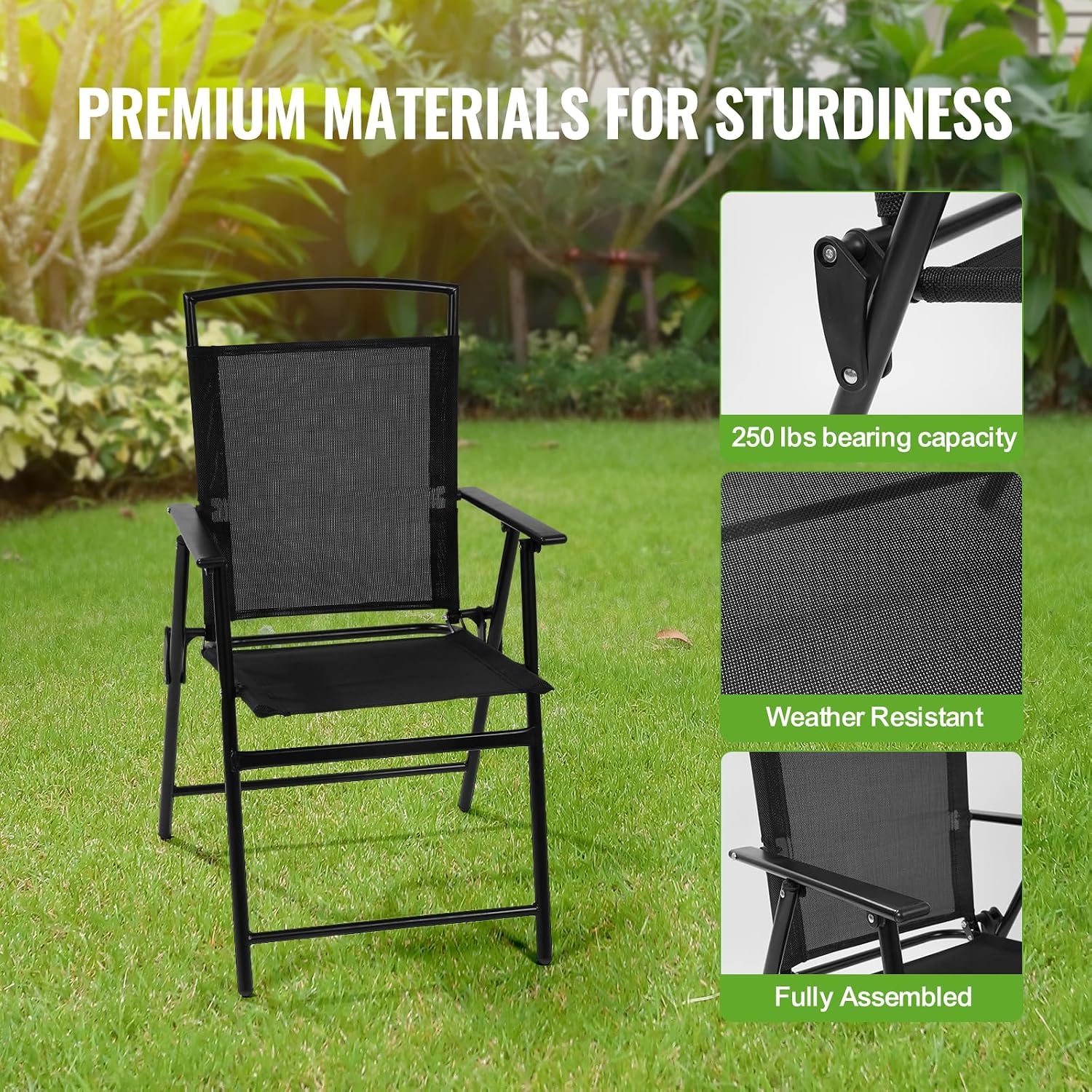 3pc Folding Mesh Patio Bistro Set