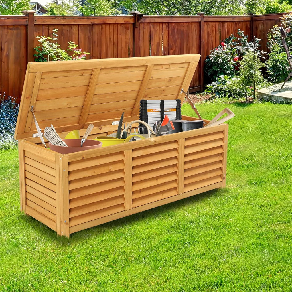 Natural 47 Gallon Wood Patio Storage Bench