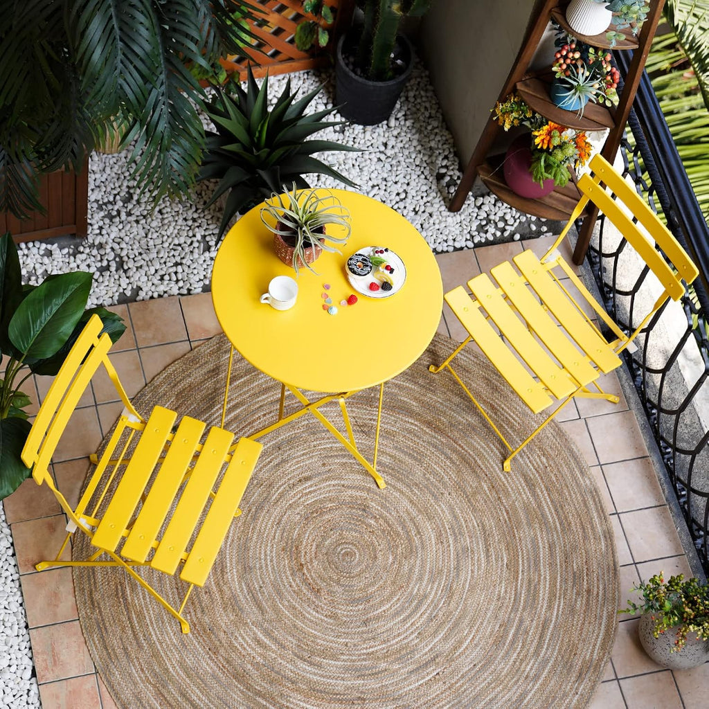 Yellow 3pc Folding Patio Bistro Set