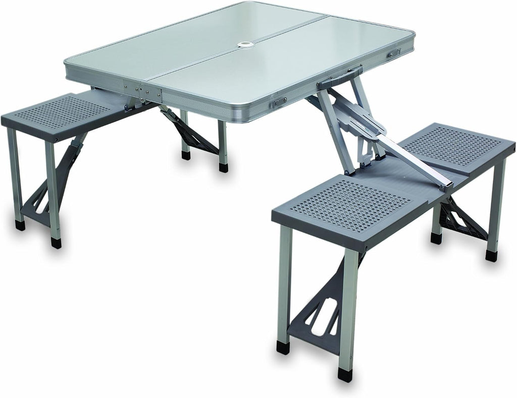Silver Aluminum Picnic Time Folding Picnic Table
